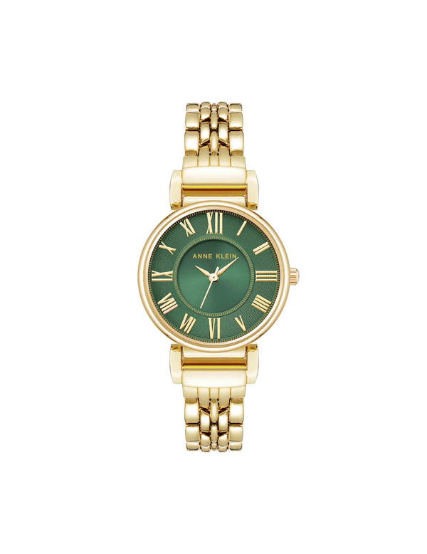 anne klein Roman Numeral Dial Watch Green/Gold-Tone