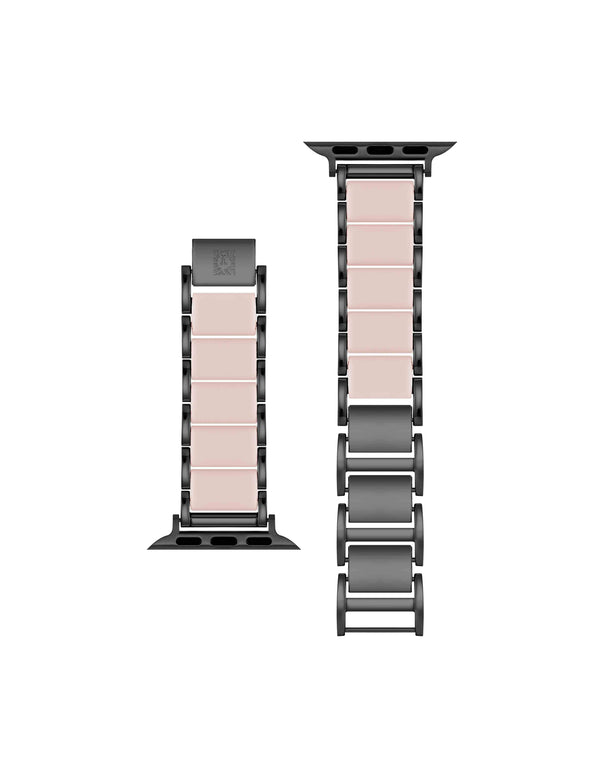 Anne Klein Rubberized Link Bracelet Band For Apple Watch® Blush Pink/Black