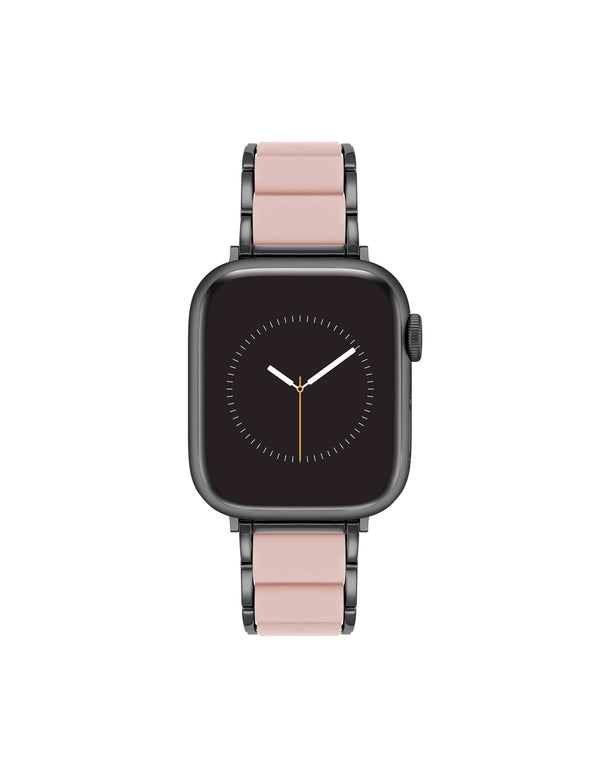 anne klein Rubberized Link Bracelet Band for Apple Watch® Blush Pink/Black