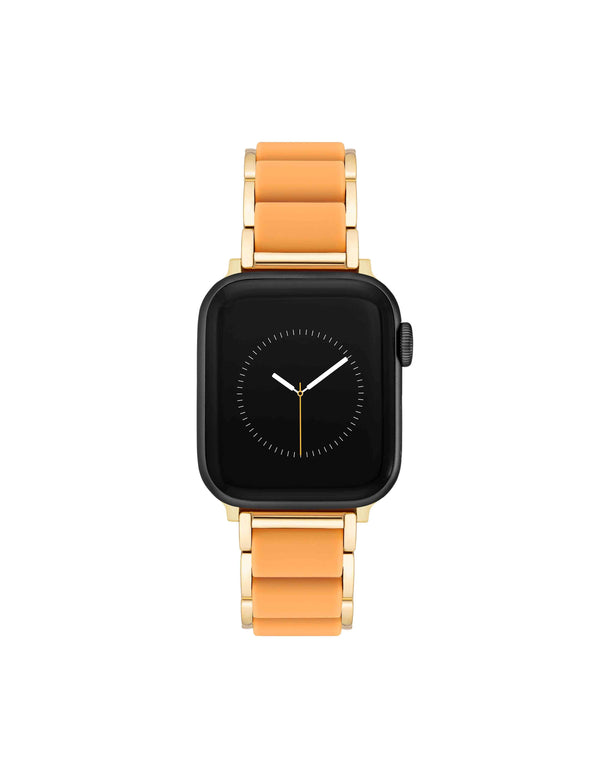 anne klein Rubberized Link Bracelet Band for Apple Watch® Coral/Gold-Tone