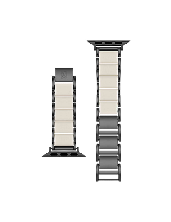 Anne Klein Rubberized Link Bracelet Band For Apple Watch® Cream/Black