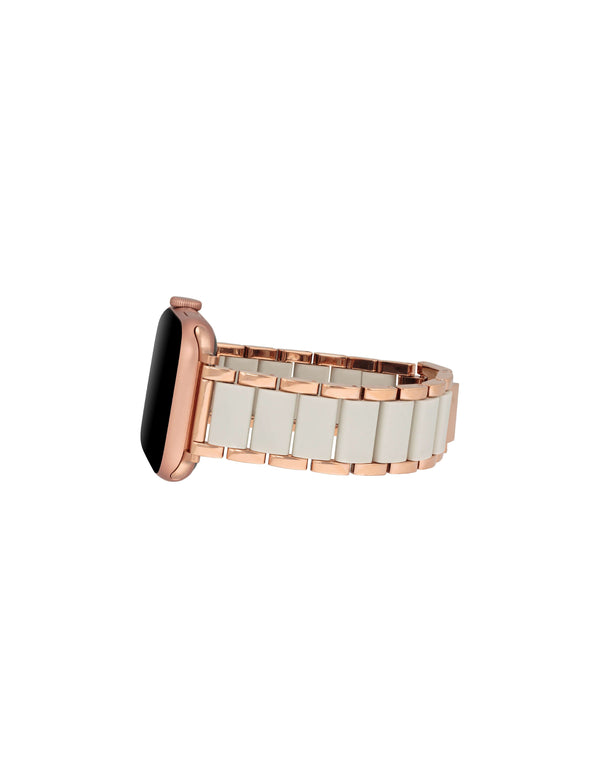 Anne Klein Rubberized Link Bracelet Band For Apple Watch® Cream/ Rose Gold-Tone