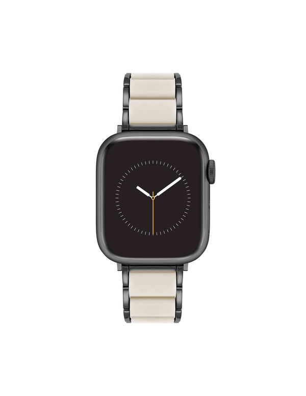 anne klein Rubberized Link Bracelet Band for Apple Watch® Cream/Black