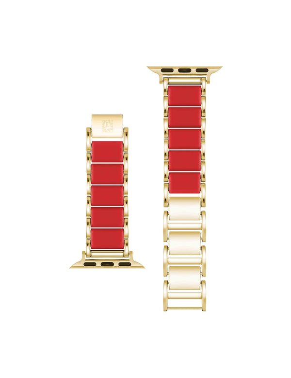 Anne Klein Rubberized Link Bracelet Band For Apple Watch® Gold-Tone/Red