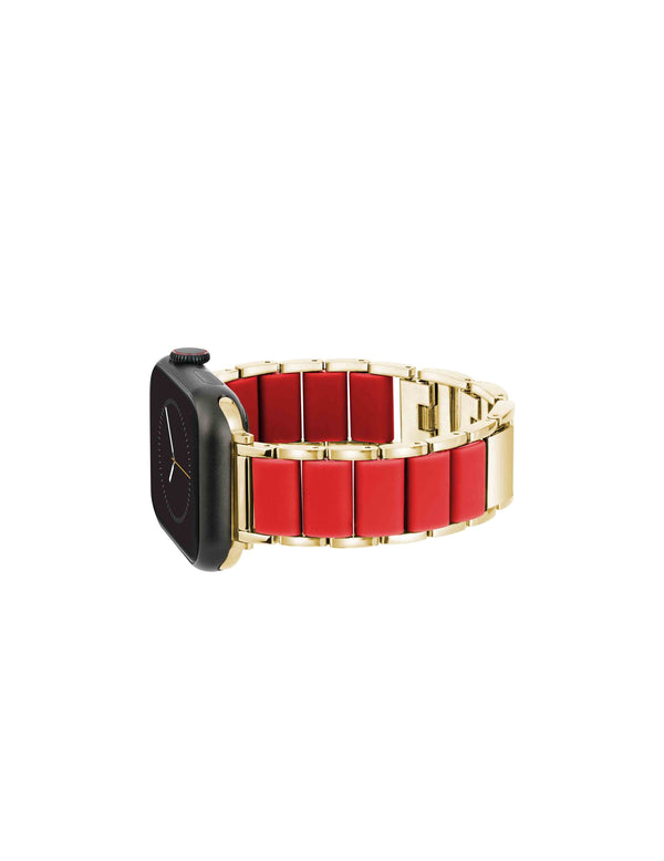 Anne Klein Rubberized Link Bracelet Band For Apple Watch® Gold-Tone/Red