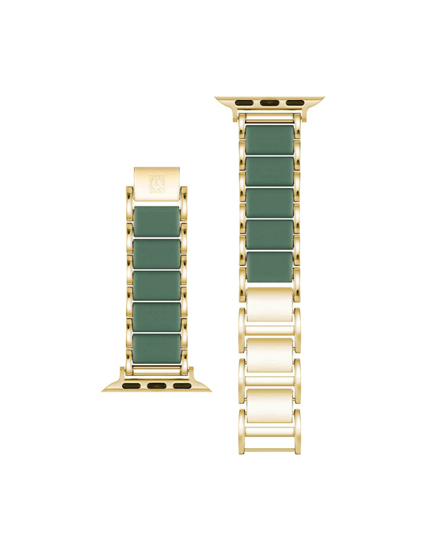 Anne Klein Rubberized Link Bracelet Band For Apple Watch® Gold-Tone/Green