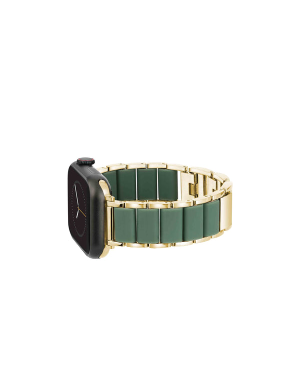 Anne Klein Rubberized Link Bracelet Band For Apple Watch® Gold-Tone/Green