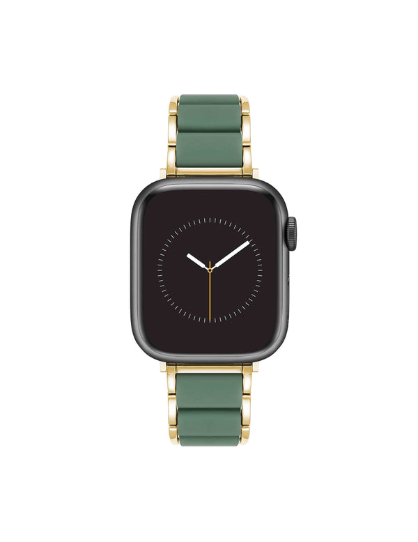 anne klein Rubberized Link Bracelet Band for Apple Watch® Gold-Tone/Green
