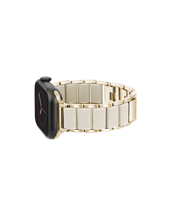 Anne Klein Rubberized Link Bracelet Band For Apple Watch® Ivory/Gold-Tone