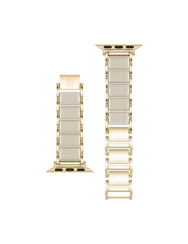 Anne Klein Rubberized Link Bracelet Band For Apple Watch® Ivory/Gold-Tone