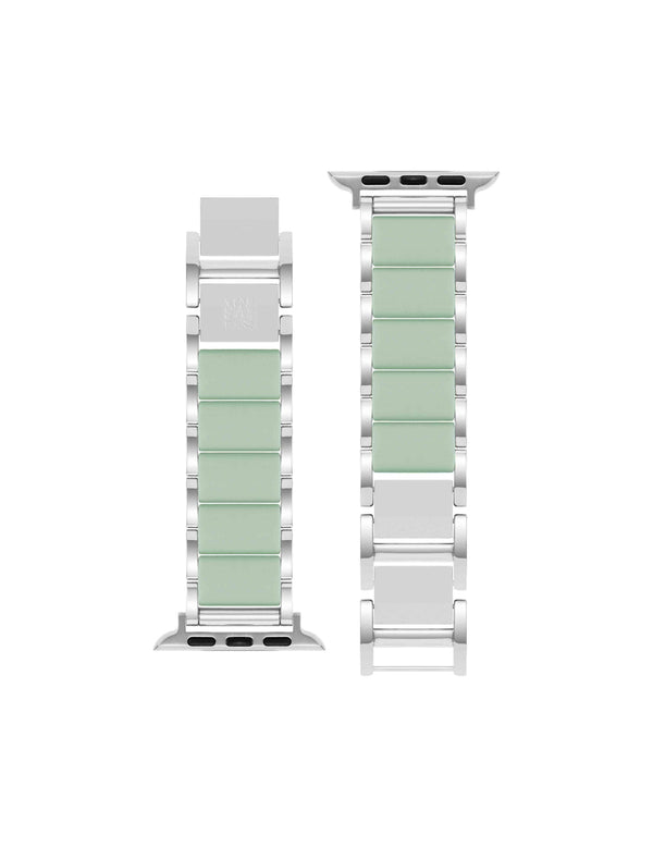 Anne Klein Rubberized Link Bracelet Band For Apple Watch® Mint/Silver-Tone