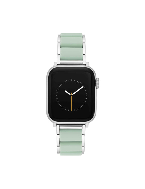 anne klein Rubberized Link Bracelet Band for Apple Watch® Mint/Silver-Tone