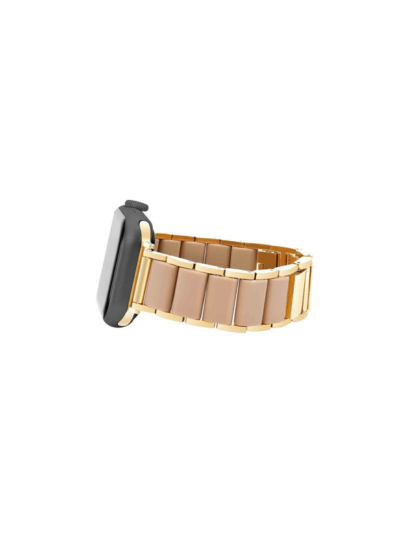Anne Klein Rubberized Link Bracelet Band For Apple Watch® Taupe/Gold-Tone