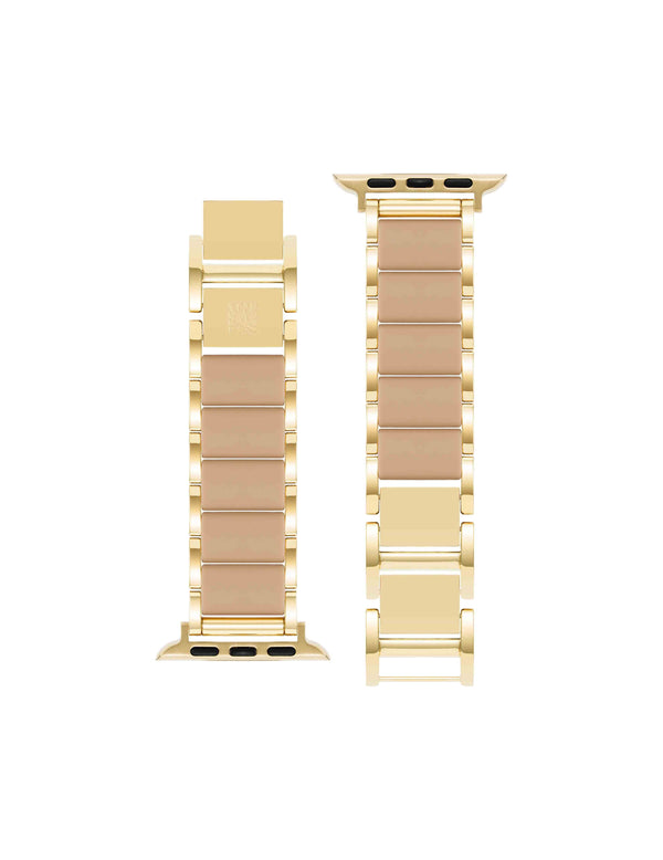 Anne Klein Rubberized Link Bracelet Band For Apple Watch® Taupe/Gold-Tone