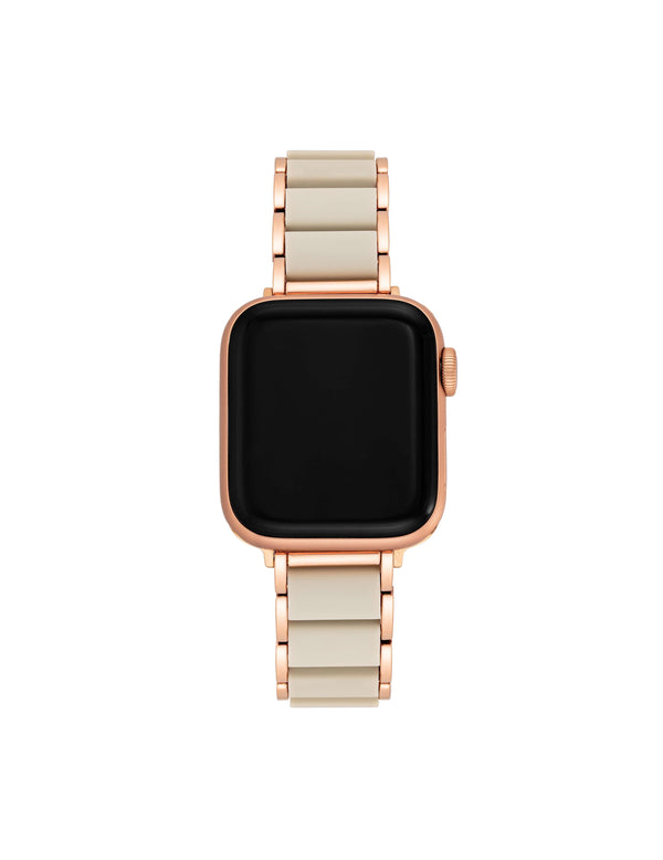 Anne Klein Rubberized Link Bracelet Band For Apple Watch® Taupe/Gold-Tone