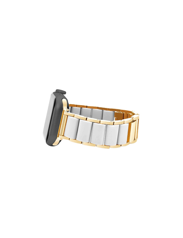 Anne Klein Rubberized Link Bracelet Band For Apple Watch® White/Gold-Tone
