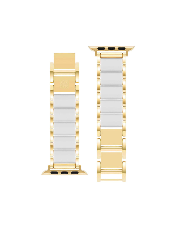 Anne Klein Rubberized Link Bracelet Band For Apple Watch® White/Gold-Tone