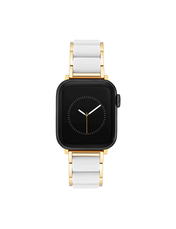 anne klein Rubberized Link Bracelet Band for Apple Watch® White/Gold-Tone