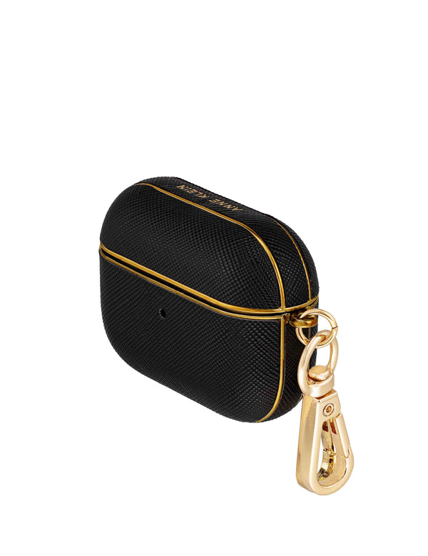 anne klein Saffiano Vegan Leather AirPods® Pro Case Black/Gold-Tone