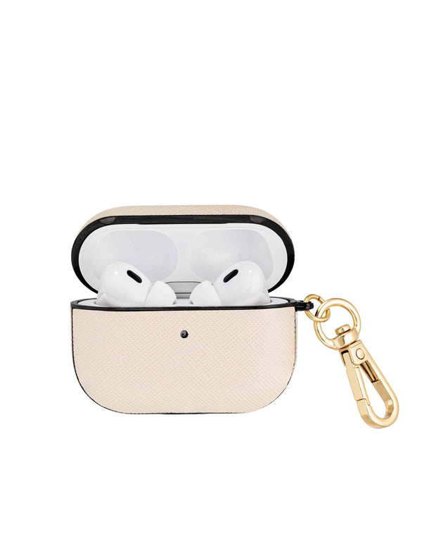 Anne Klein Saffiano Vegan Leather AirPods® Pro Case Ivory/Gold-Tone