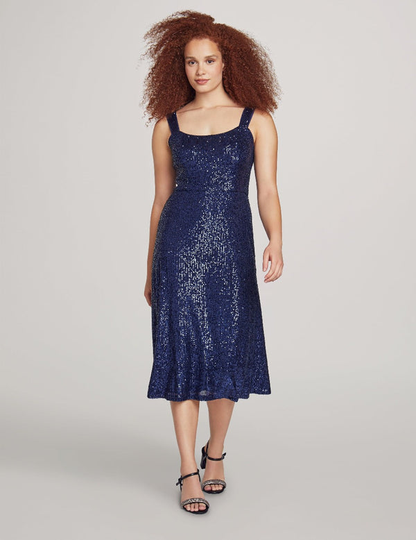 anne klein Scooped Neck Sequin Midi Dress- Sale Distant Mountain