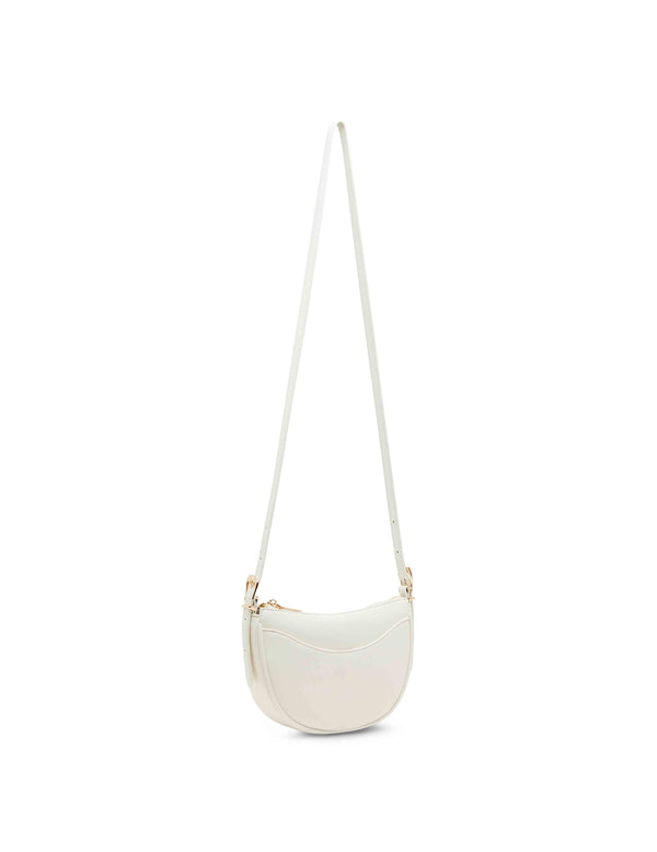 Anne Klein Sculpted Buckle Half Moon Crossbody Anne White