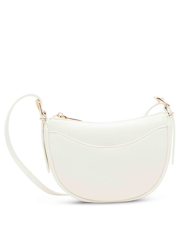 anne klein Sculpted buckle half moon crossbody Anne White