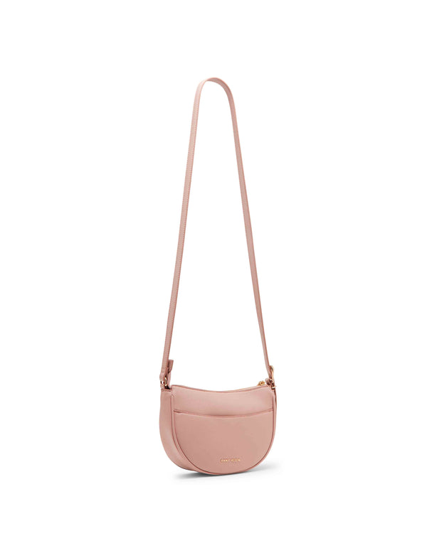 Anne Klein Sculpted Buckle Half Moon Crossbody Rosewater