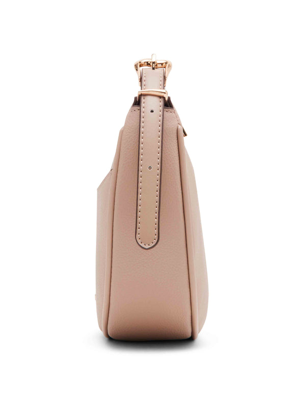 Anne Klein Sculpted Buckle Half Moon Crossbody Timeless Taupe