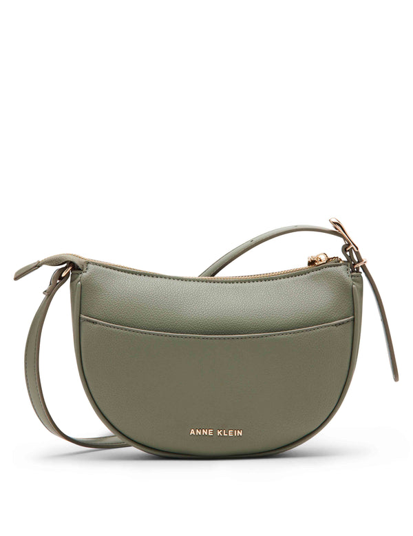 Anne Klein Sculpted Buckle Half Moon Xbody & Convertible Strap