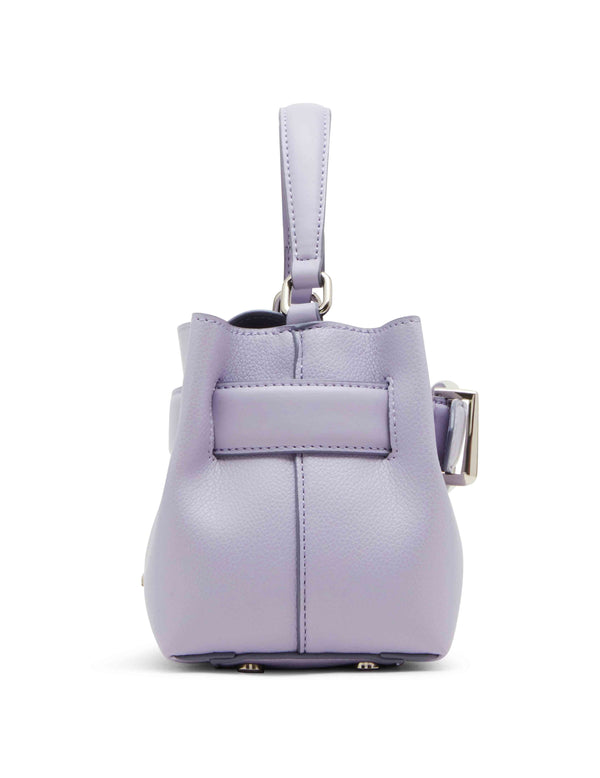 Anne Klein Sculpted Buckle Mini Top Handle With Convertible Strap Gentle Lavender W/ Silver Hardware