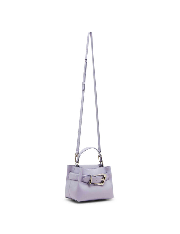 Anne Klein Sculpted Buckle Mini Top Handle With Convertible Strap Gentle Lavender W/ Silver Hardware