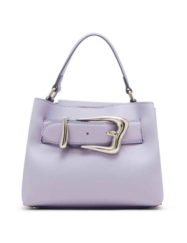 anne klein Sculpted Buckle Mini Top Handle with Convertible Strap Gentle Lavender w/ Silver Hardware