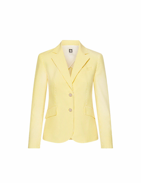 Anne Klein Seersucker Two Button Jacket- Sale Bright Daffodil/Bright White