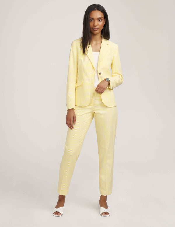 anne klein Seersucker Two Button Jacket- Sale Bright Daffodil/Bright White