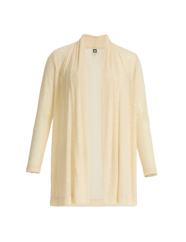 anne klein Sequin Drape Front Cardigan Jacket Lt Parchment