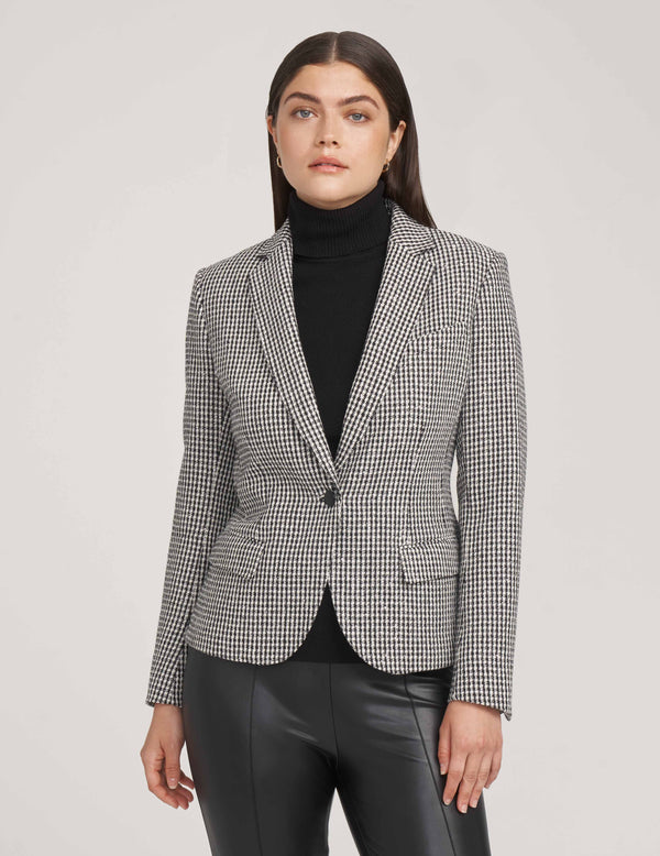 Anne Klein Sequin One Button Notch Collar Blazer- Sale Anne Black/ Anne White