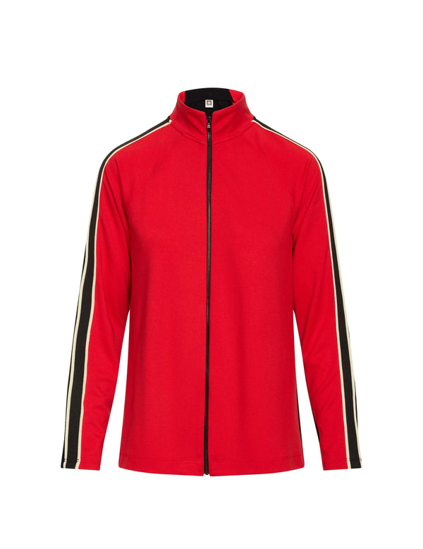 Anne Klein Serenity Colorblock Zip Up- Sale Poppy/Anne Black