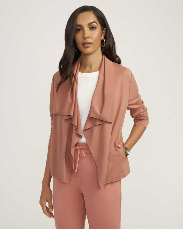 Anne Klein Serenity Knit Drape Front Cardigan- Sale Anise