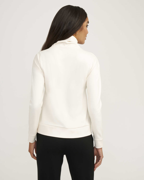 Anne Klein Serenity Knit Funnel Neck Sweatshirt- Sale Anne White