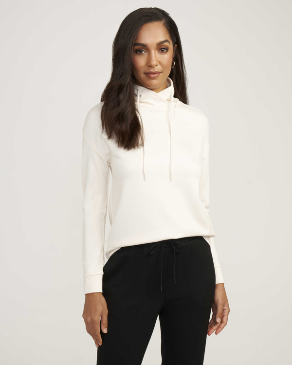 anne klein Serenity Knit Funnel Neck Sweatshirt- Sale Anne White