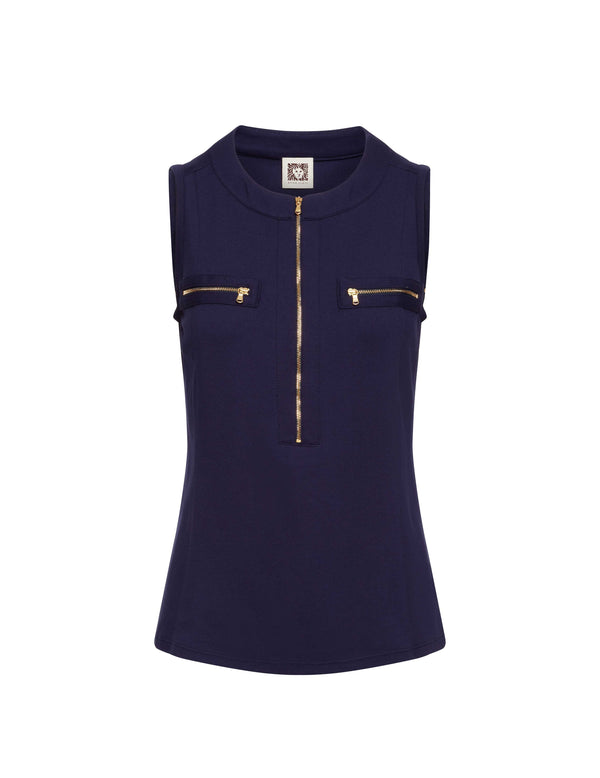 Anne Klein Serenity Knit Sleeveless Zip Up- Sale Distant Mountain
