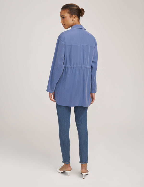 Anne Klein Shacket With Drawstring Waist- Sale Blue Jay