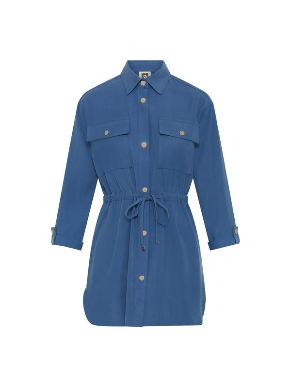 Anne Klein Shacket With Drawstring Waist- Sale Blue Jay