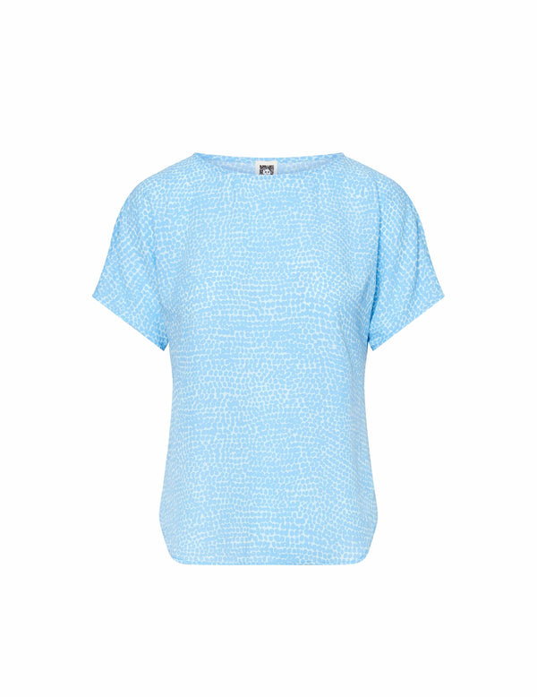 anne klein Short Sleeve Bateau Blouse- Sale Ocean Sky/Blue Lily