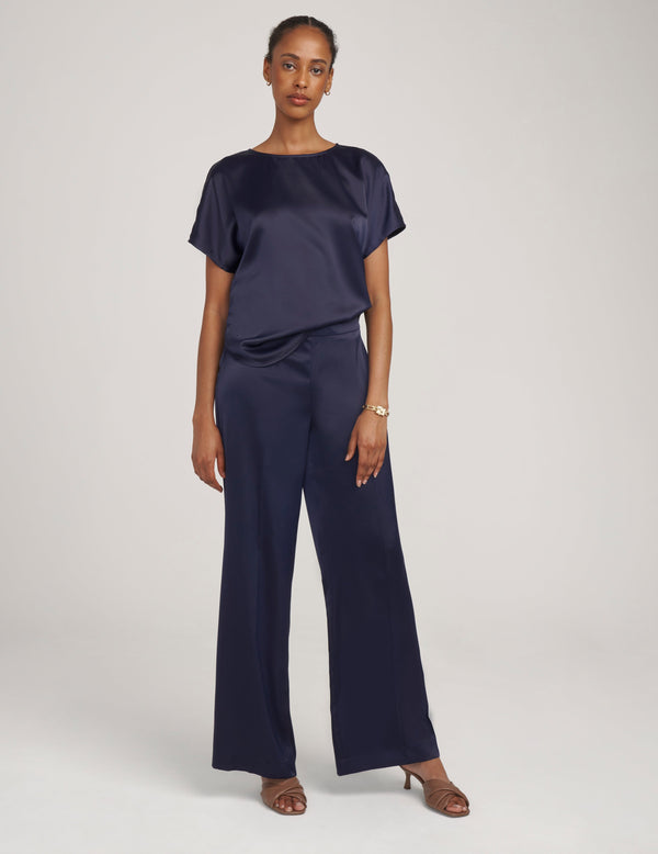 Anne Klein Short Sleeve Blouse With Bateau Neckline Distant Mountain