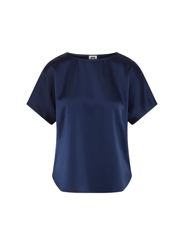anne klein Short Sleeve Blouse With Bateau Neckline Distant Mountain