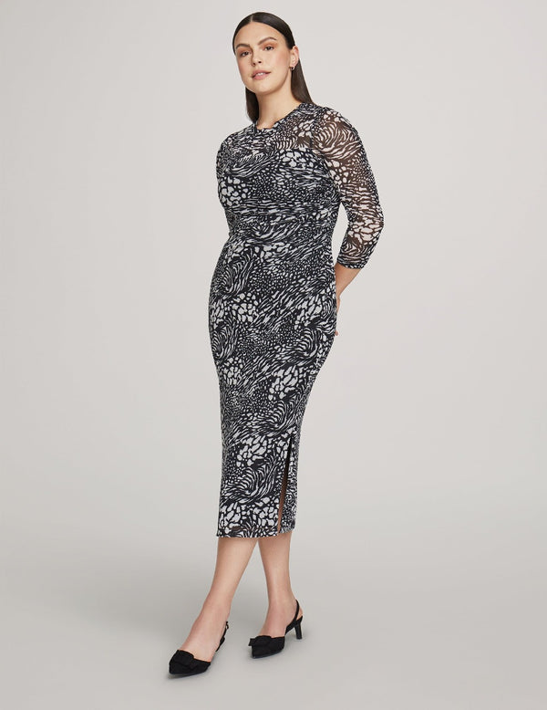 anne klein Side Ruched Midi Dress Anne Black/Anne White