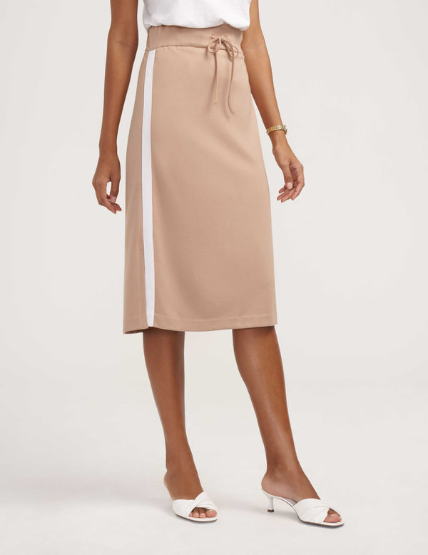 Anne Klein Side Tape Skimmer Skirt- Sale Light Coffee