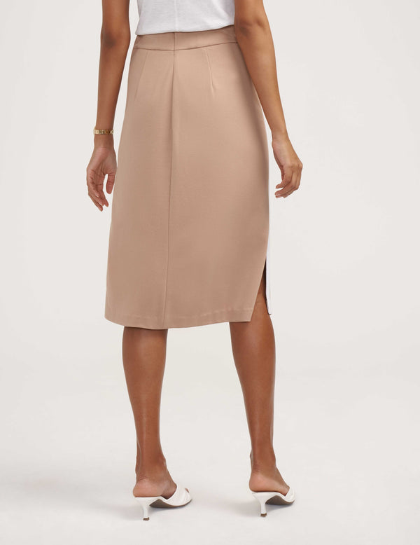 Anne Klein Side Tape Skimmer Skirt- Sale Light Coffee